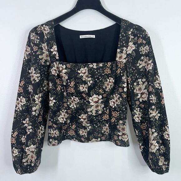 Abercrombie & Fitch floral corset style square neckline long sleeve boho… - Picture 2 of 7